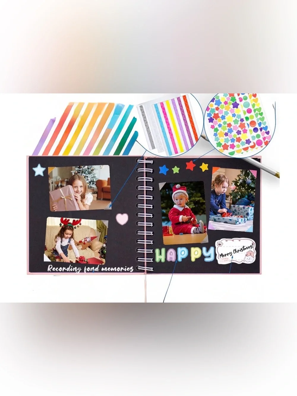 Scrapbook Photo Album 7 x 7 Inches 40 Pages Hardcover Kraft Paper Memory Book